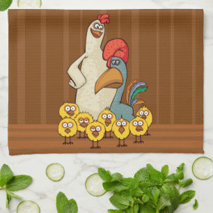 Torchon de cuisine Coq, Poule et Poussins