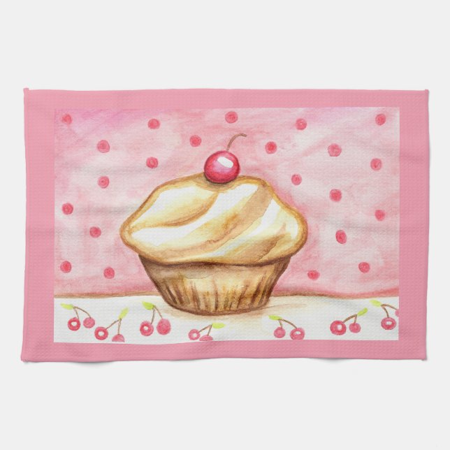 Torchon de cuisine Cupcake Cerise  (Horizontal)
