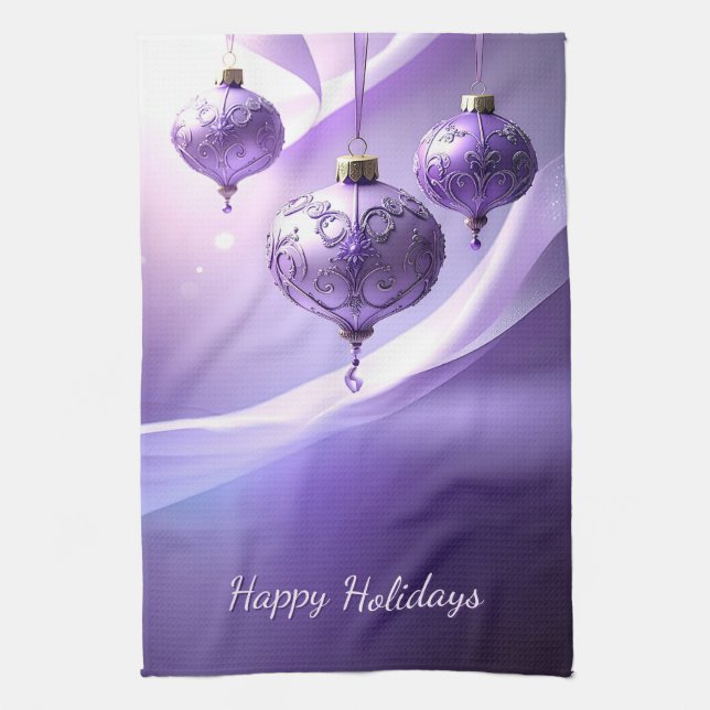 Torchon de cuisine de Noël Boule Christmas Violet (Vertical)