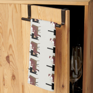 Torchon de Cuisine Décoratif  Père Noël Cheminée