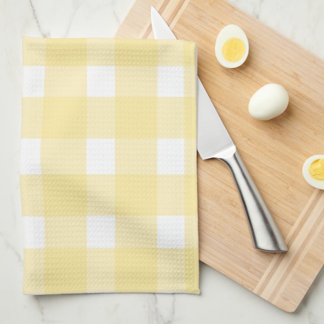 Torchon de cuisine en vichy jaune (Quart Plié)
