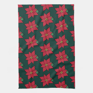 Torchon de cuisine étoiles de Noël Poinsettias