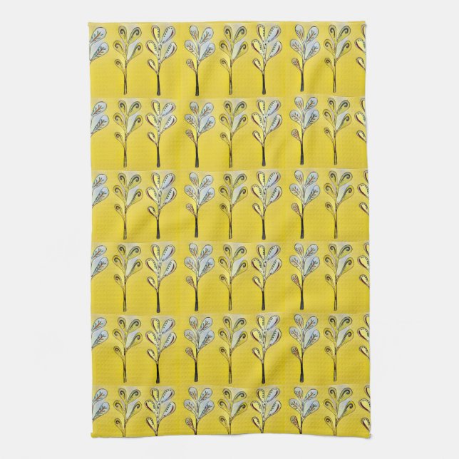Torchon de cuisine Fern Jaune (Vertical)