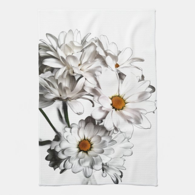 Torchon de cuisine Fleur de marguerite blanche – D (Vertical)