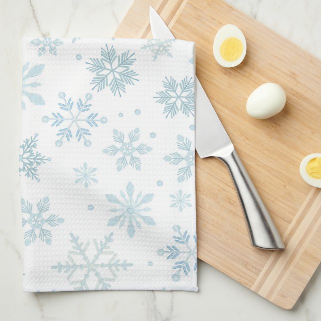 Torchon de cuisine flocon de neige aquarelle (Quart Plié)