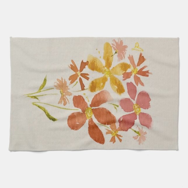 Torchon de cuisine floral jaune (Horizontal)