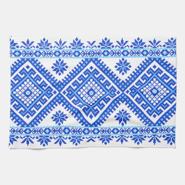 Torchon de cuisine impression croix ukrainienne bl (Horizontal)