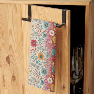 Torchon de cuisine Jardin floral rouge