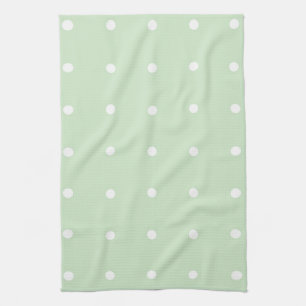 Torchon de cuisine menthe avec pois blancs