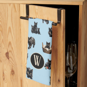 Torchon de cuisine motif chats noirs