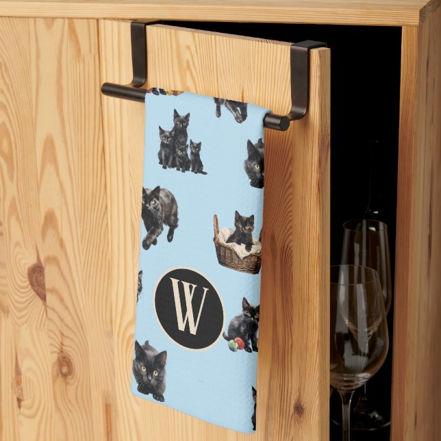 Torchon de cuisine motif chats noirs (Pliage en tiers)