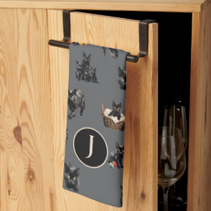 Torchon de cuisine motif Chats noirs