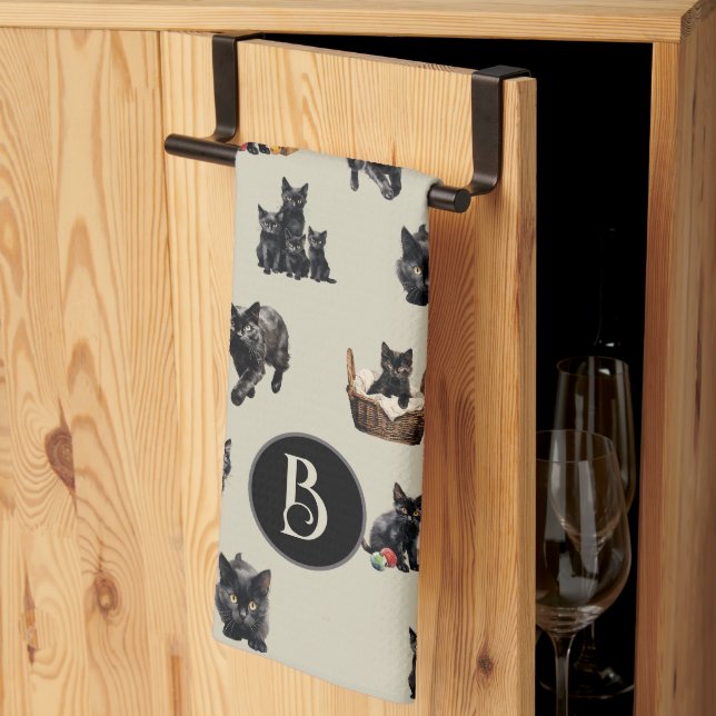 Torchon de cuisine motif chats noirs (Pliage en tiers)