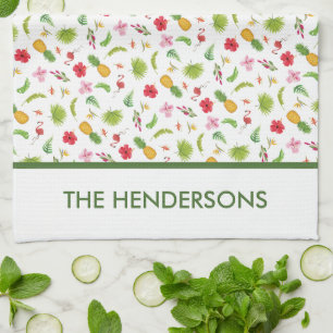 Torchon de cuisine personnalisé Flamant Tropical,