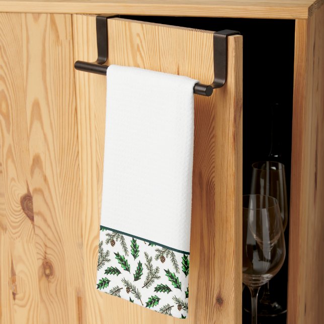 Torchon de cuisine pin et houx (Pliage en tiers)