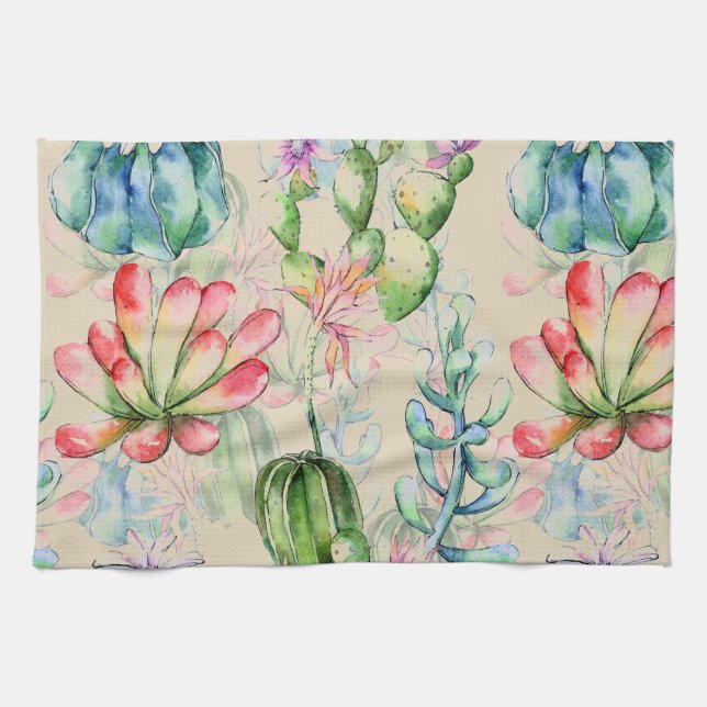 Torchon de cuisine plantes grasses et cactus (Horizontal)