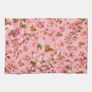 Torchon de cuisine pour jardin floral papillon ros