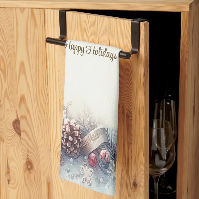 Torchon de cuisine pour les fêtes d'hiver (Pliage en tiers)
