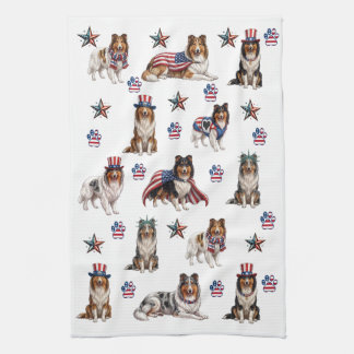 Torchon de cuisine pour Rough Collies patriotiques