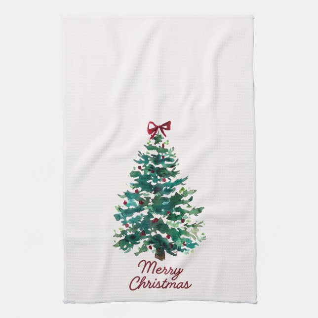 Torchon de cuisine Sapin de Noël joyeux (Vertical)