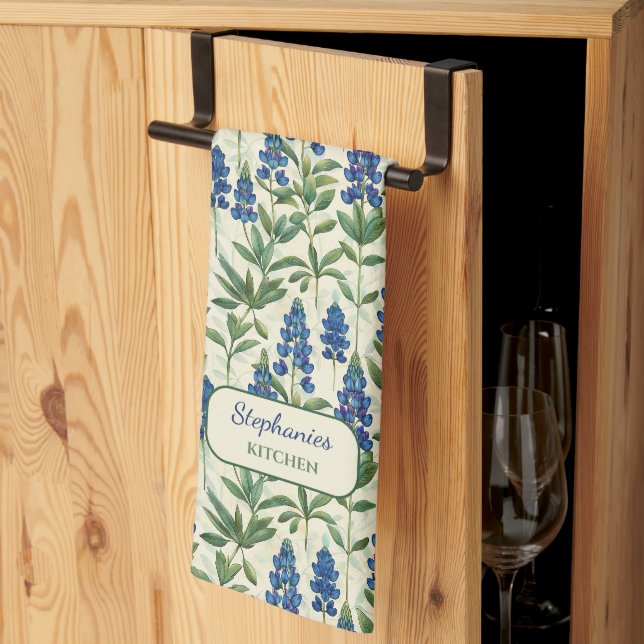Torchon de cuisine Texas Bluebonnet Lupin  (Pliage en tiers)