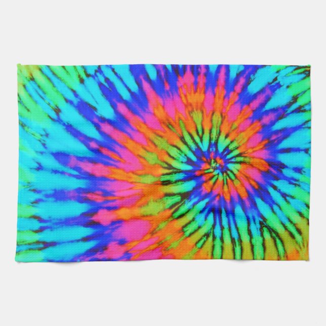 Torchon de cuisine tie-dye rose et bleu (Horizontal)