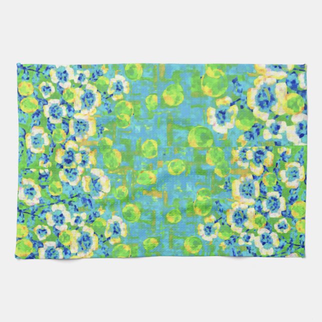 Torchon de cuisine vert et jaune d'été (Horizontal)