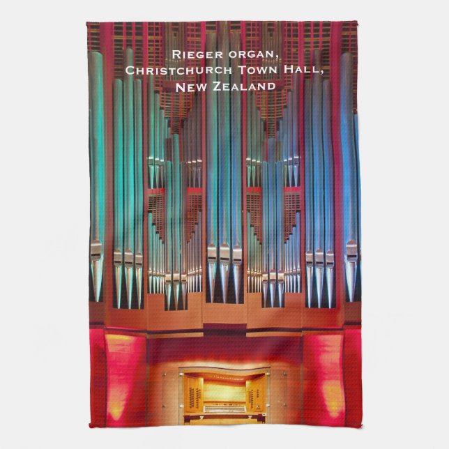 Torchon de thé à l'orgue de Christchurch avec text (Vertical)