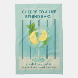 Torchon Gin & Tonic Cadeau de cuisine bleu oeuf