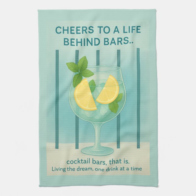 Torchon Gin & Tonic | Cadeau de cuisine bleu oeuf  (Vertical)