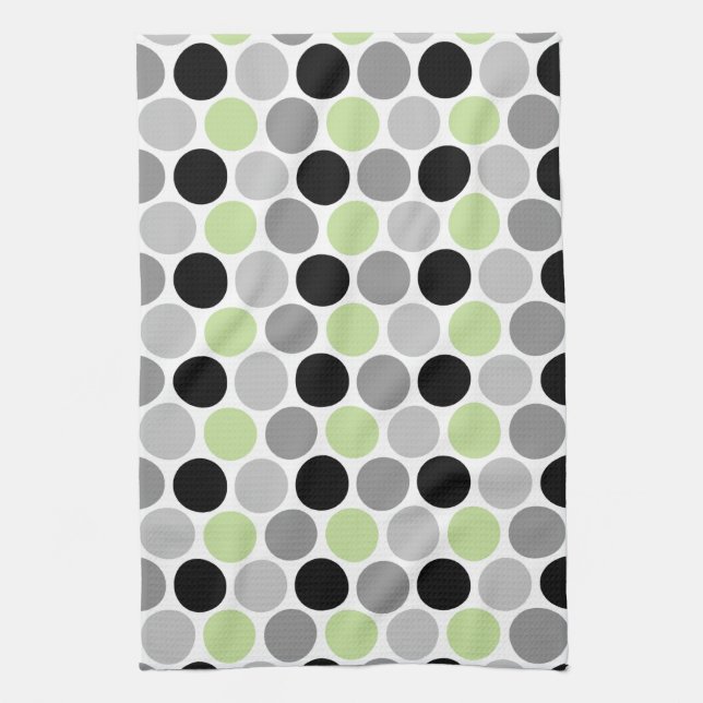 Torchons de cuisine cercles gris lime noir rétro (Vertical)