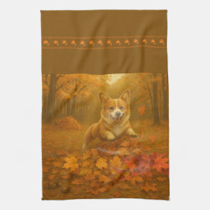 Torchons de cuisine Corgi Leaf Leap