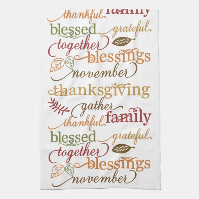 Torchons de cuisine de bénédictions de Thanksgivin (Vertical)