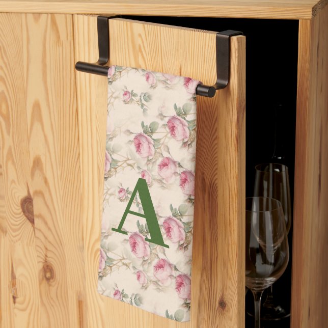 Torchons de cuisine floraux Roses roses (Pliage en tiers)