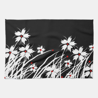 Torchons de cuisine floraux rouge noir blanc DECOR
