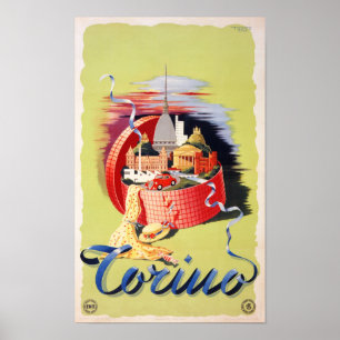 Torino Turin Italie Poster Vintage voyage restauré