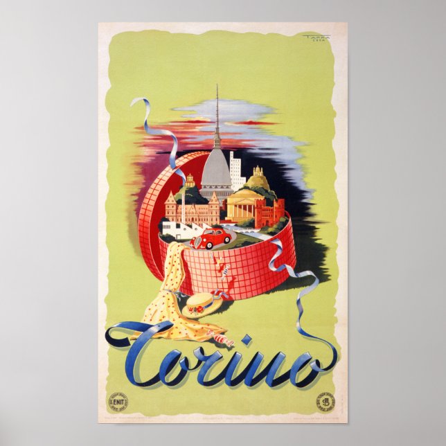 Torino Turin Italie Poster Vintage voyage restauré (Devant)