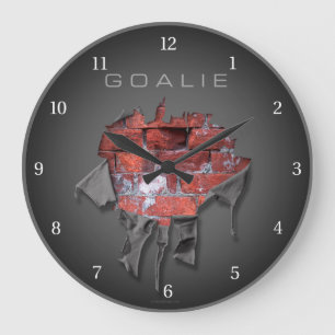 Torn Brick Wall Goalie (Hockey) Grande horloge