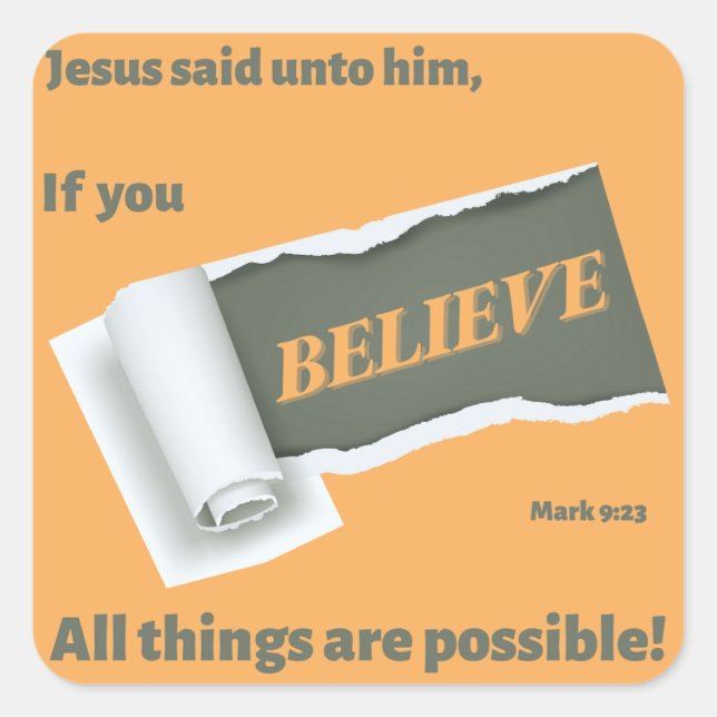 TORN PAPER RÉVÈLE "CROIRE" CARRÉ STICKER (Devant)