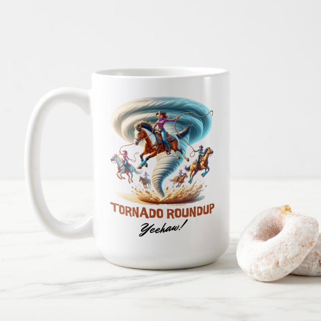 Tornado Roundup Cowgirls Mug - Rodeo, Western, (Avec donut)