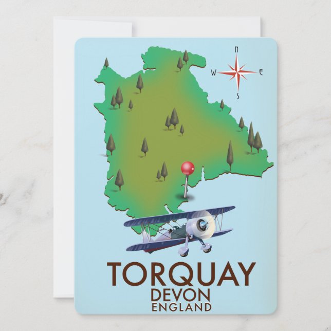 Torquay Devon carte ancienne affiche d'art. (Devant)