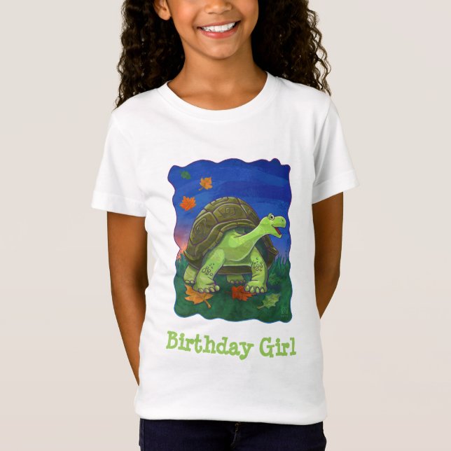 Tortoise mignonne T-shirt fille anniversaire (Devant)
