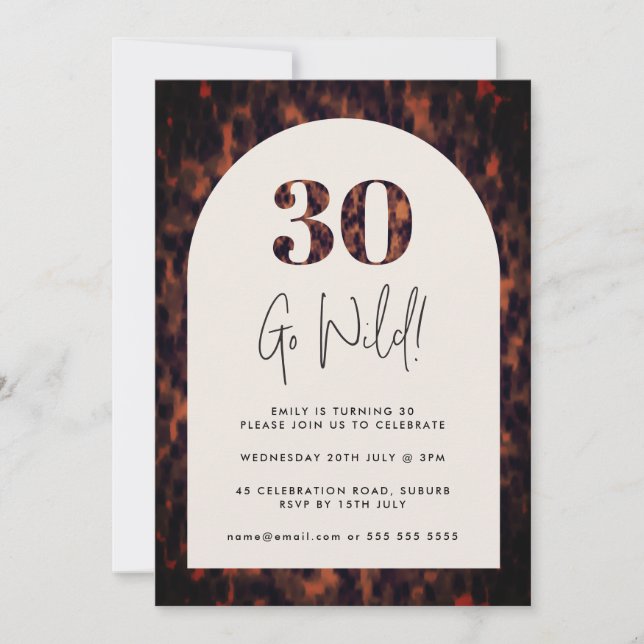 Tortoiseshell Arch Wild 30th Birthday Invitation (Devant)