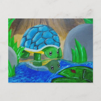 Tortue à la carte postale de l'étang