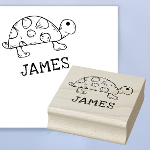 Tortue avec tampon en caoutchouc d'art à signature