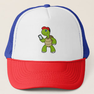 Tortue avec téléphone et Casquette