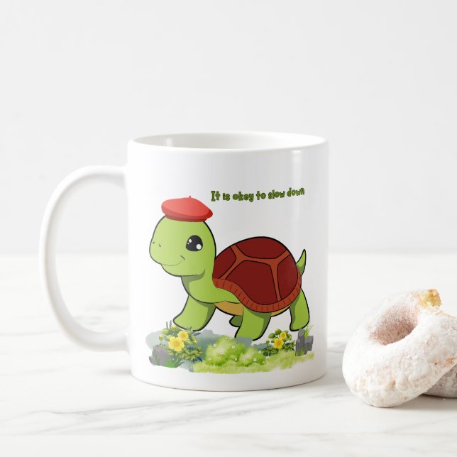 Tortue avec un message de motivation Café Mug (Avec donut)