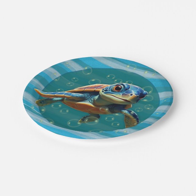 Tortue Bébé Assiette En Papier (Angle)