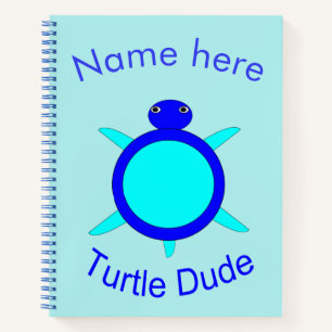 Tortue Bleue Bleue Dude Carnet Spiral