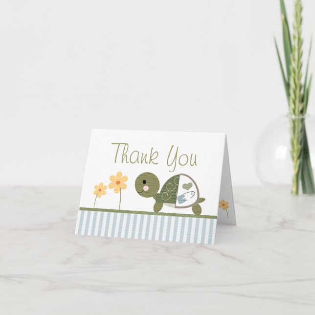Tortue BLUE dans le Baby shower Diapers Merci Note (Devant)